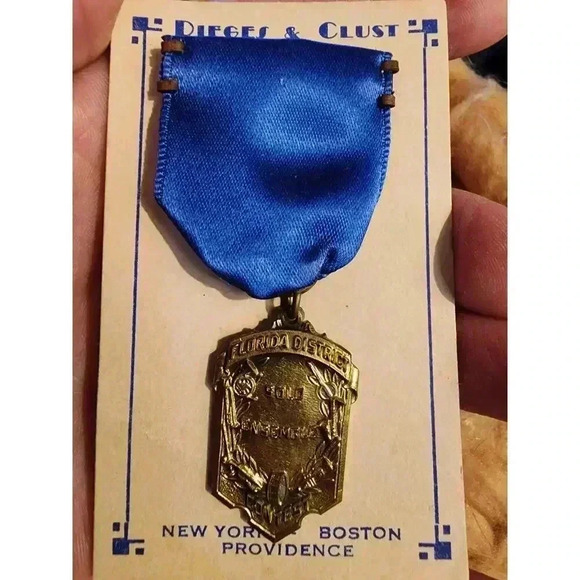 Vintage Florida District Band Contest Blue and Purple Ribbon Brass Medals - Picture 3 of 7